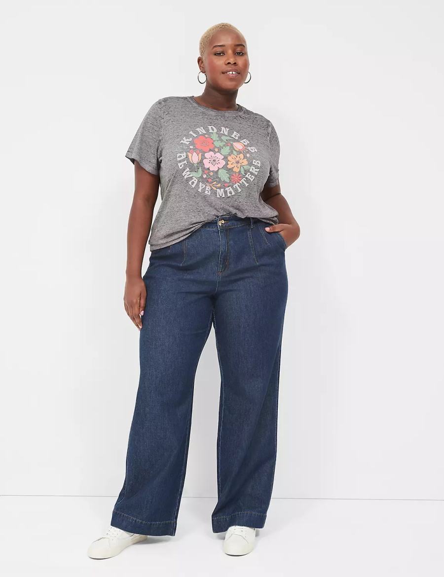 Dark Grey Lane Bryant Kindness Always Matters Burnout Graphic Tee Women T Shirts | MLA8187GT