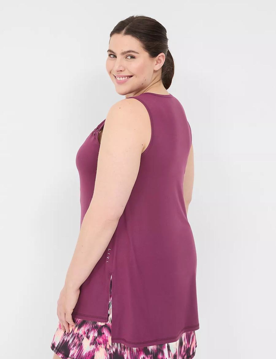 Dark Purple Lane Bryant LIVI Crew-Neck Macrame Women Tank Top | TMD9166PF