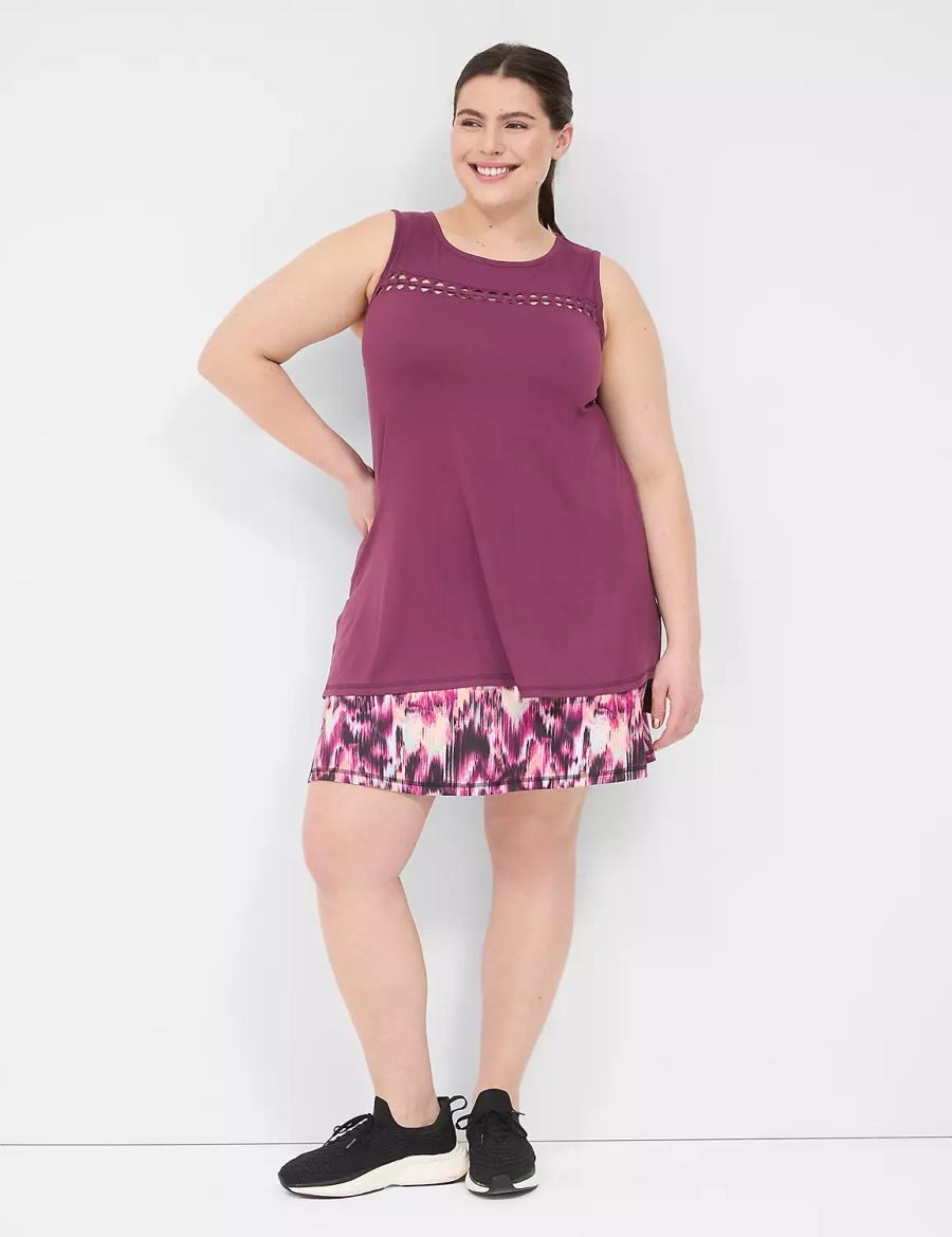 Dark Purple Lane Bryant LIVI Crew-Neck Macrame Women Tank Top | TMD9166PF