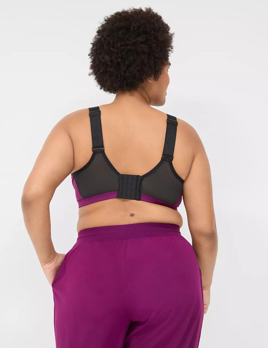 Dark Purple Lane Bryant LIVI High-Impact Wicking Underwire Women Sports Bra | MFV71100HK