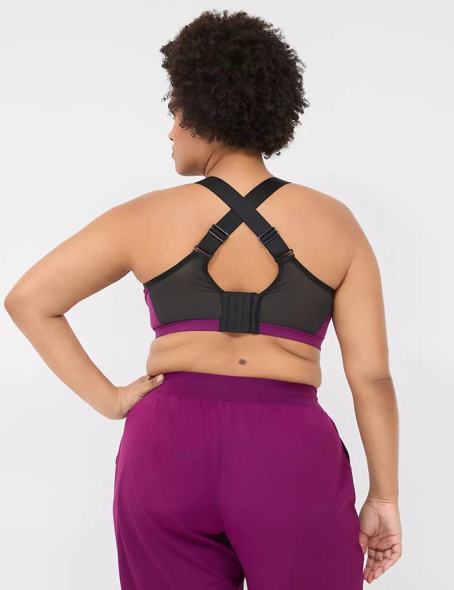 Dark Purple Lane Bryant LIVI High-Impact Wicking Underwire Women Sports Bra | MFV71100HK