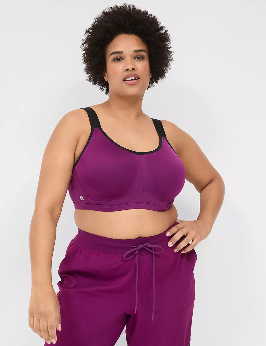 Dark Purple Lane Bryant LIVI High-Impact Wicking Underwire Women Sports Bra | MFV71100HK