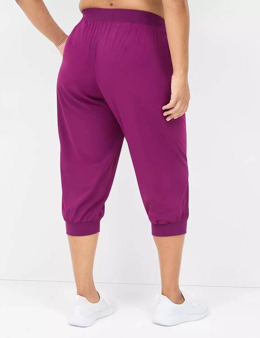 Dark Purple Lane Bryant LIVI Stretch Woven Capri Women Joggers | MNZ3046LR