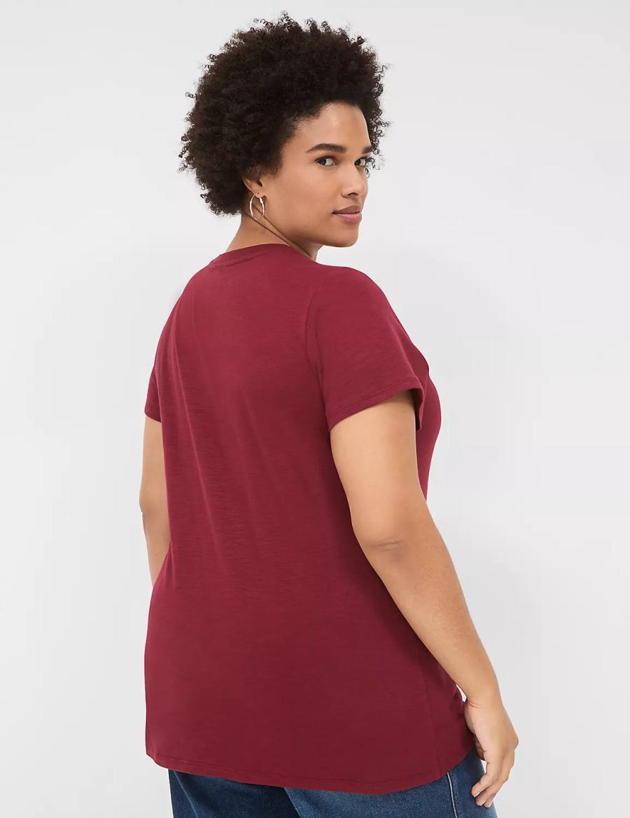 Dark Red Lane Bryant Glitter In My Teacher Era Graphic Tee Women T Shirts | XWM7158KV