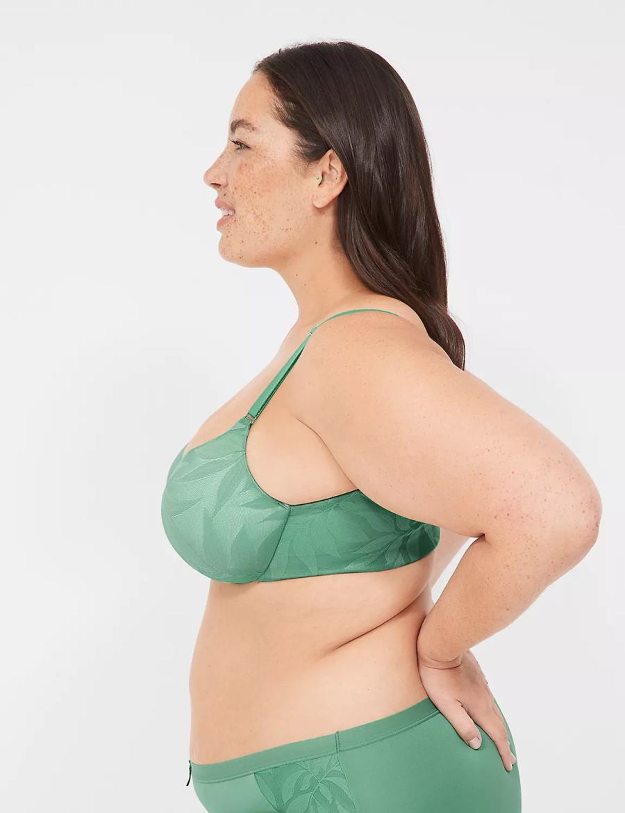 Deep Green Lane Bryant Invisible Lace Backsmoother Women Balconette Bra | ONQ1761XS