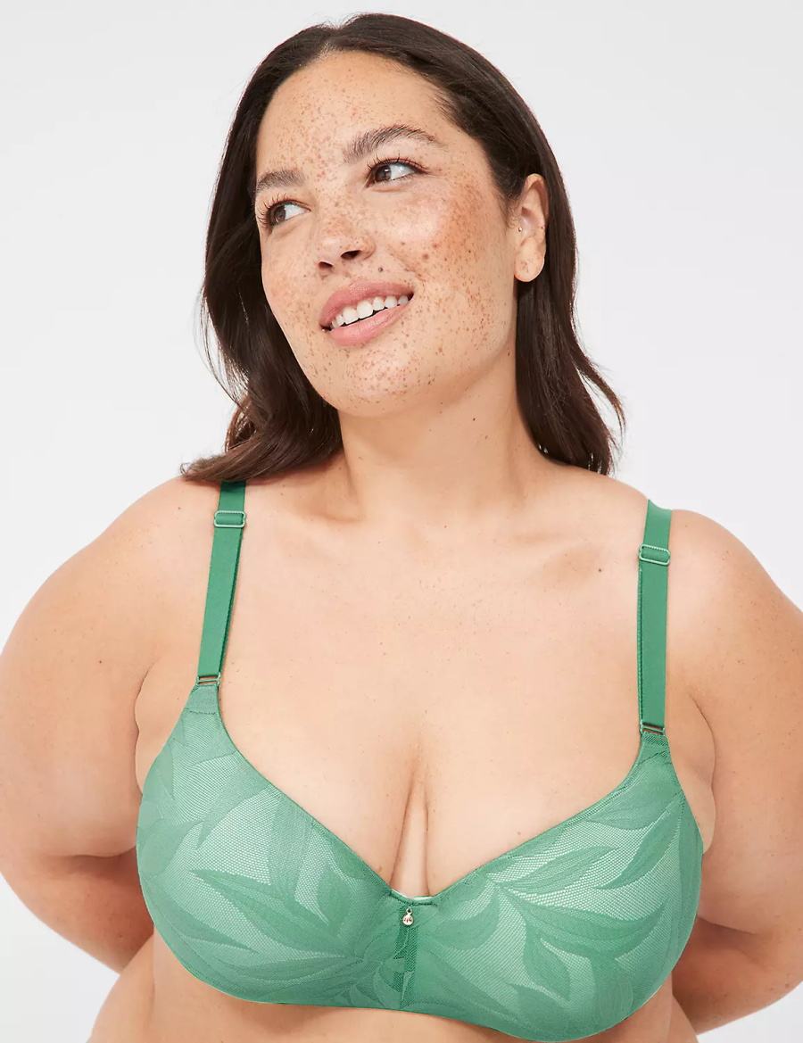 Deep Green Lane Bryant Invisible Lace Backsmoother Women Balconette Bra | ONQ1761XS