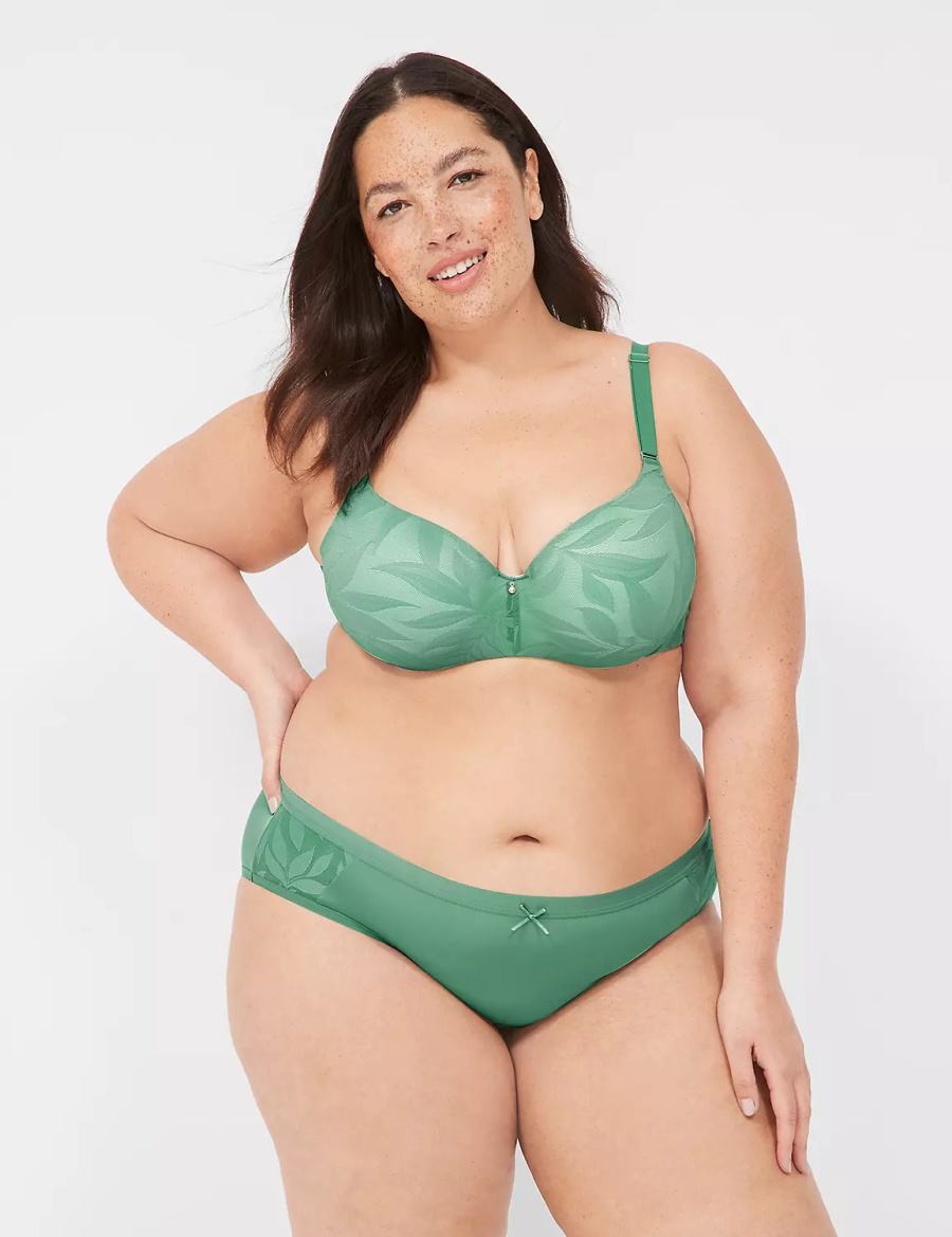 Deep Green Lane Bryant Invisible Lace Backsmoother Women Balconette Bra | ONQ1761XS