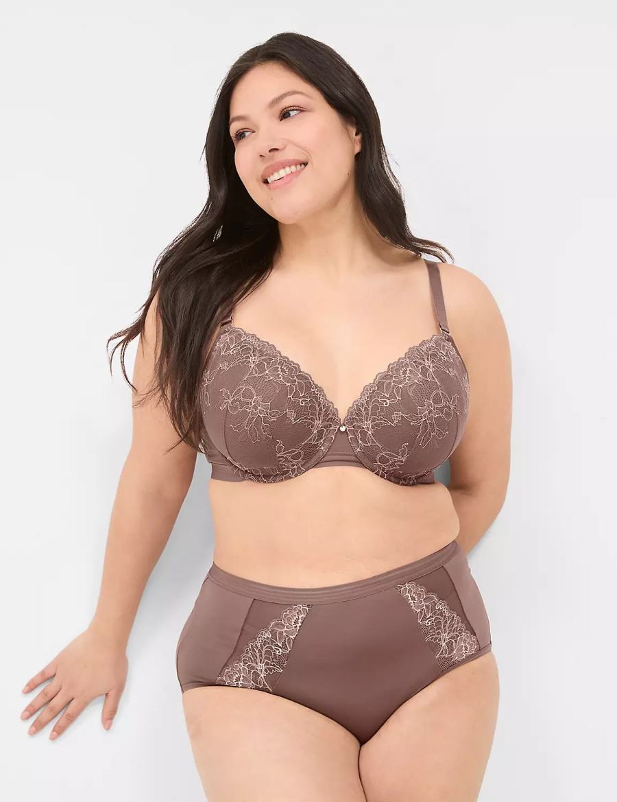 Deep Grey Brown Lane Bryant Modern Romance Full Women Briefs | KSM1853TM