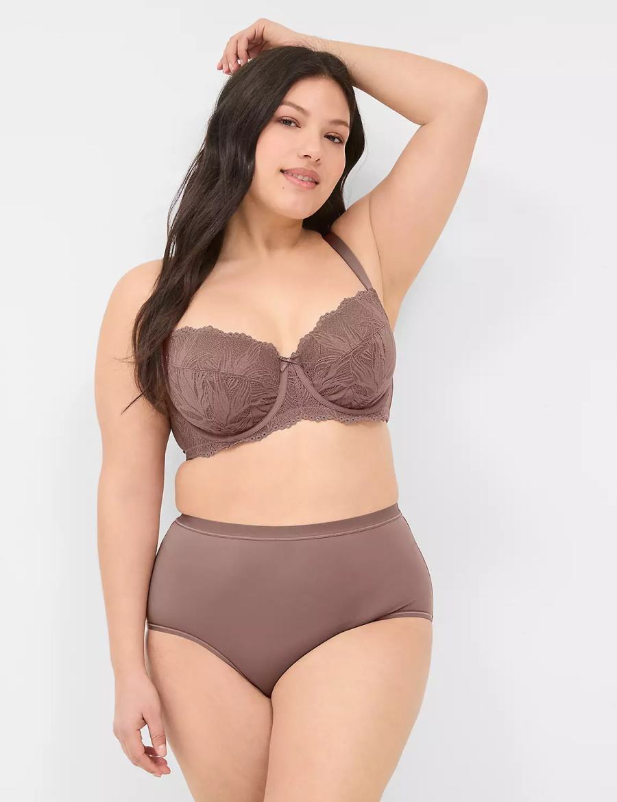 Deep Grey Brown Lane Bryant Unlined with Lace Women Balconette Bra | KVK1881SP