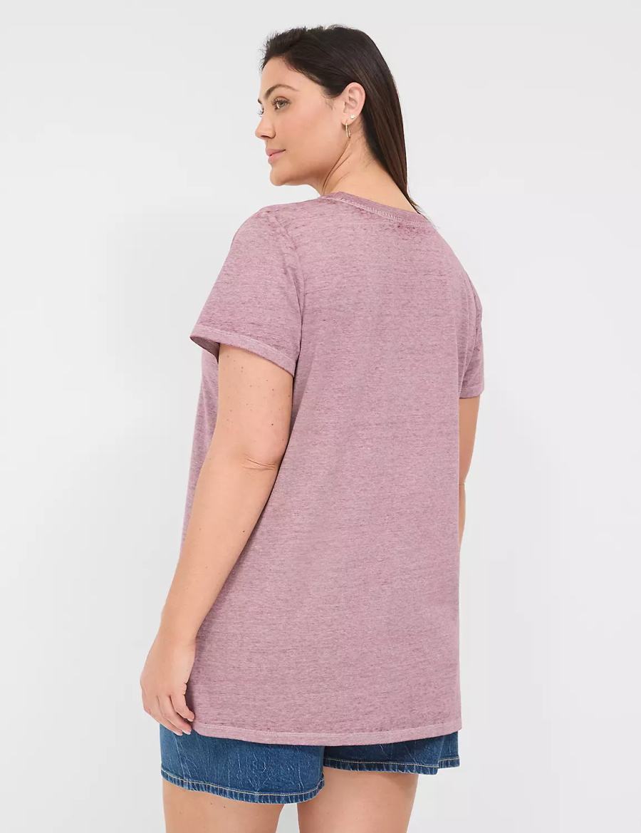 Deep Purple Lane Bryant Blessed Graphic Tee Women T Shirts | QSI6064LK