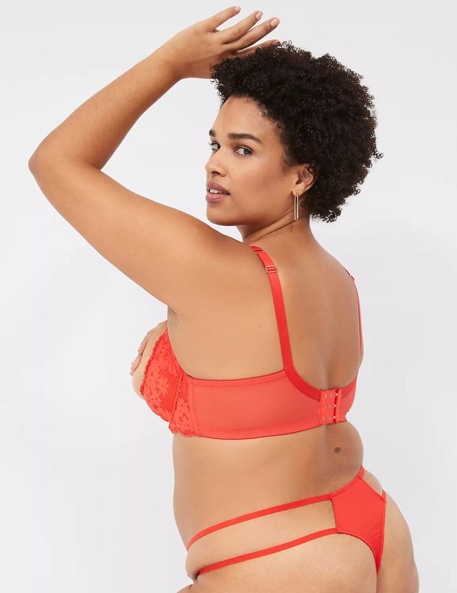 Deep Red Lane Bryant Lace Quarter Cup Women Bralettes | KOX1147NC