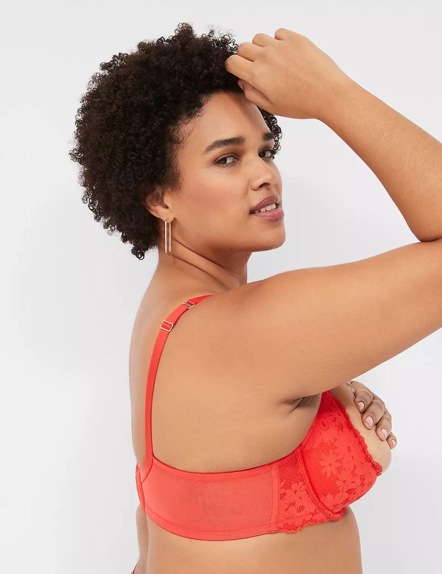 Deep Red Lane Bryant Lace Quarter Cup Women Bralettes | KOX1147NC