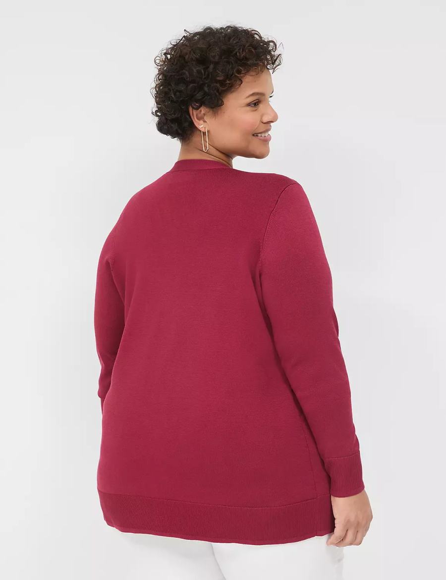 Deep Red Lane Bryant Modern Long-Sleeve Open-Front Women Cardigan | SBX7820OQ