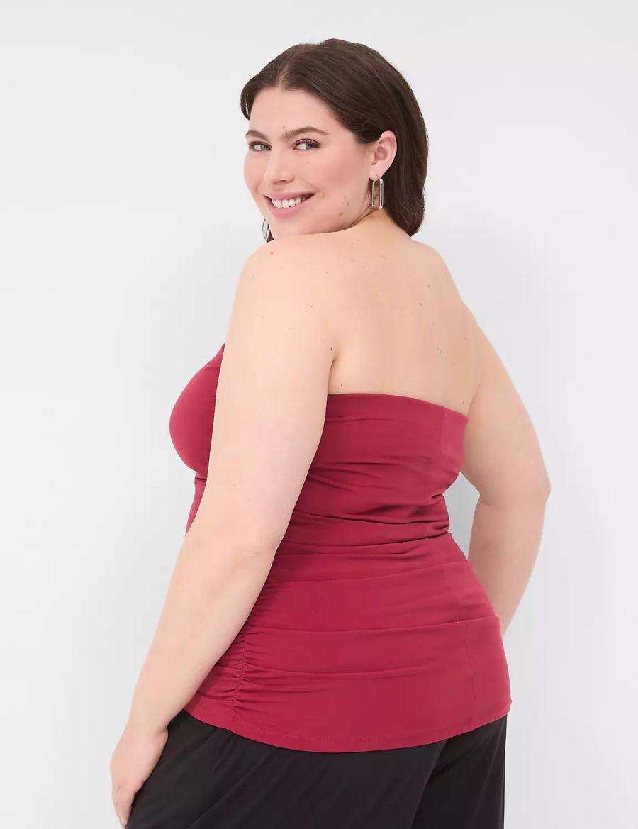 Deep Red Lane Bryant Tube Top With Shelf-Bra Women Tank Top | PYW8553UP