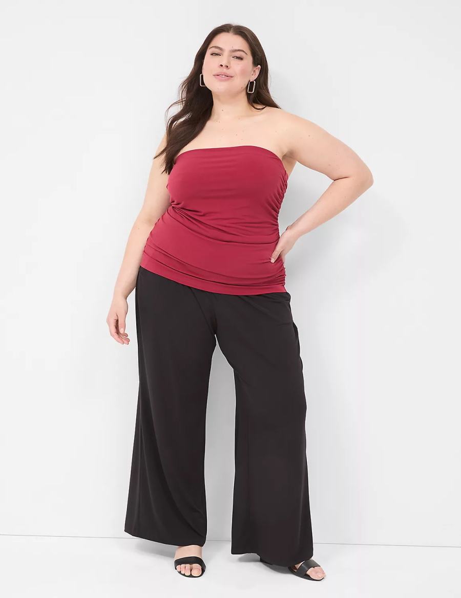 Deep Red Lane Bryant Tube Top With Shelf-Bra Women Tank Top | PYW8553UP