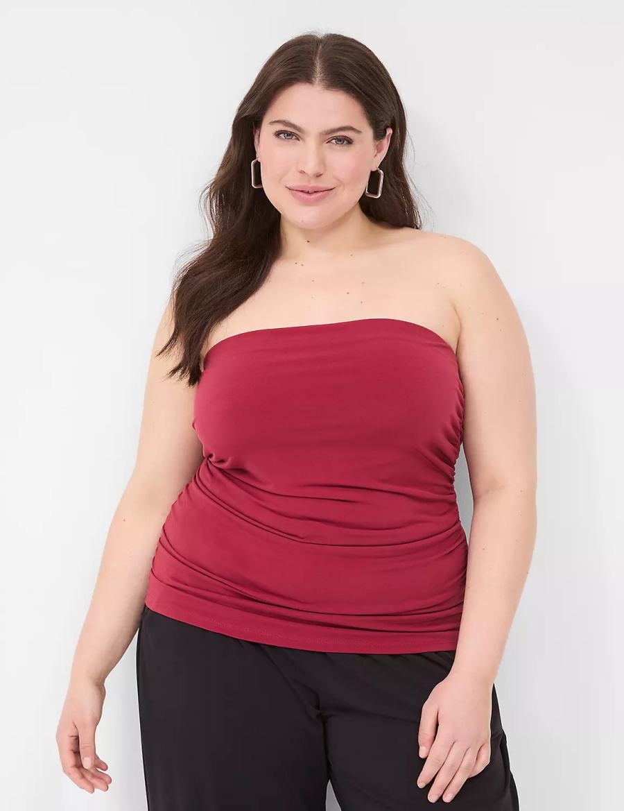 Deep Red Lane Bryant Tube Top With Shelf-Bra Women Tank Top | PYW8553UP