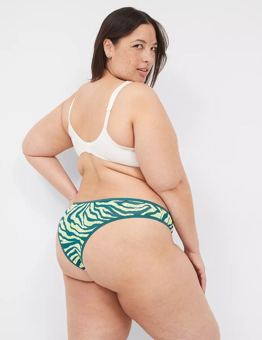 Deep Turquoise Lane Bryant Cotton Dipped Tanga Women Briefs | EUV845BI