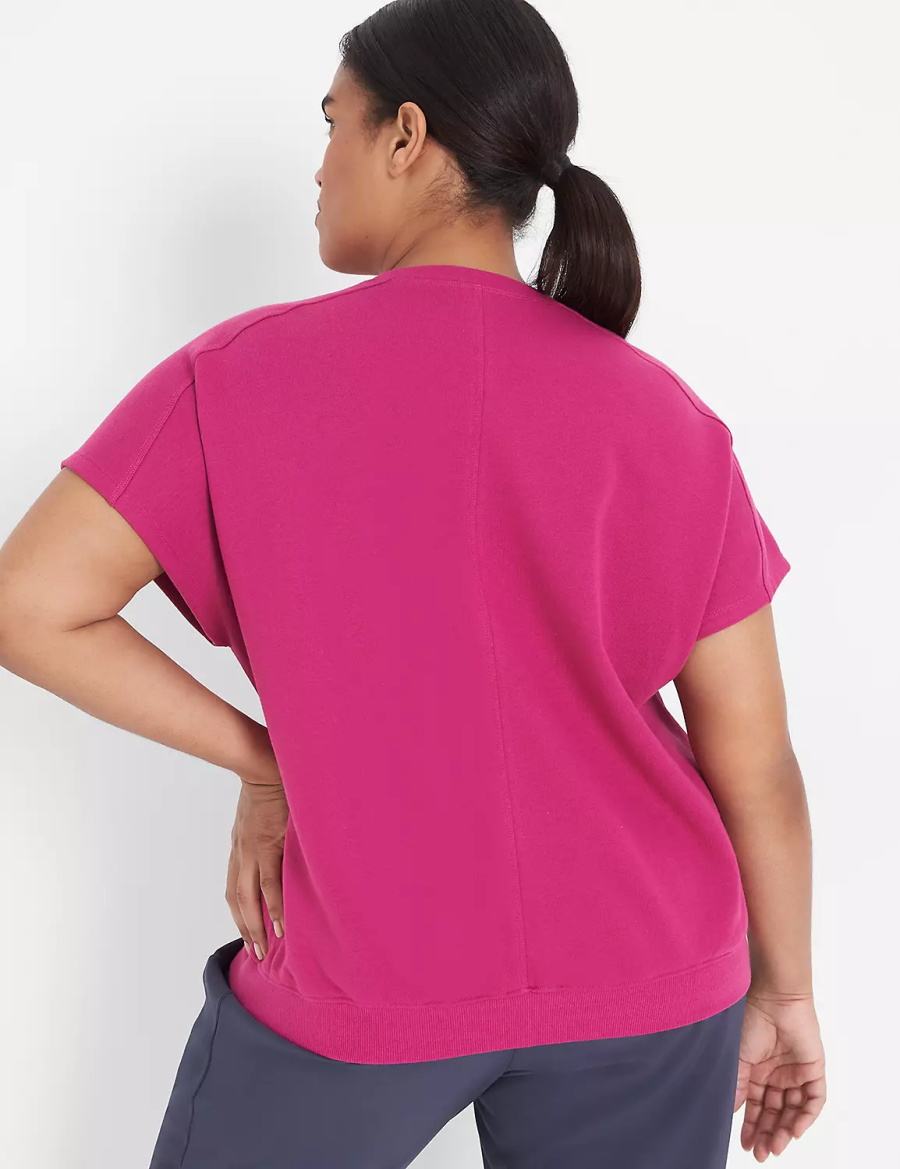 Fuchsia Lane Bryant LIVI French Terry Short-Sleeve Women Sweatshirts | RUE3216PT