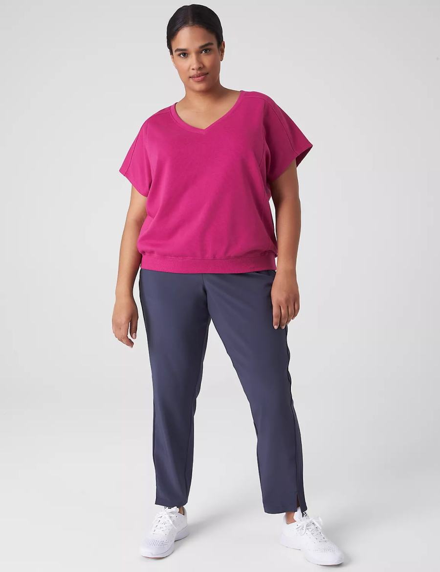 Fuchsia Lane Bryant LIVI French Terry Short-Sleeve Women Sweatshirts | RUE3216PT