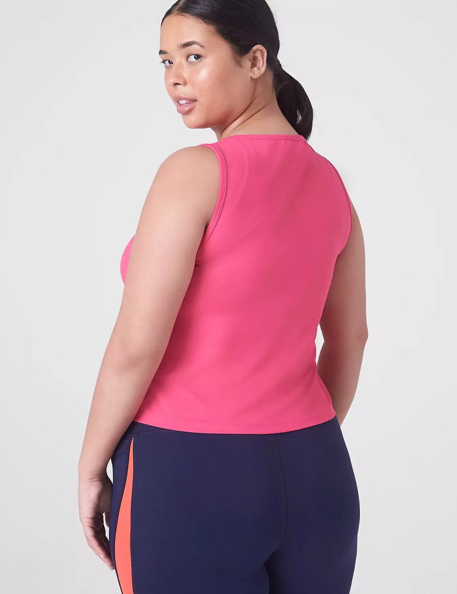 Fuchsia Pink Lane Bryant LIVI Crop Snap-Up Wicking Women Tank Top | YSM7574SK