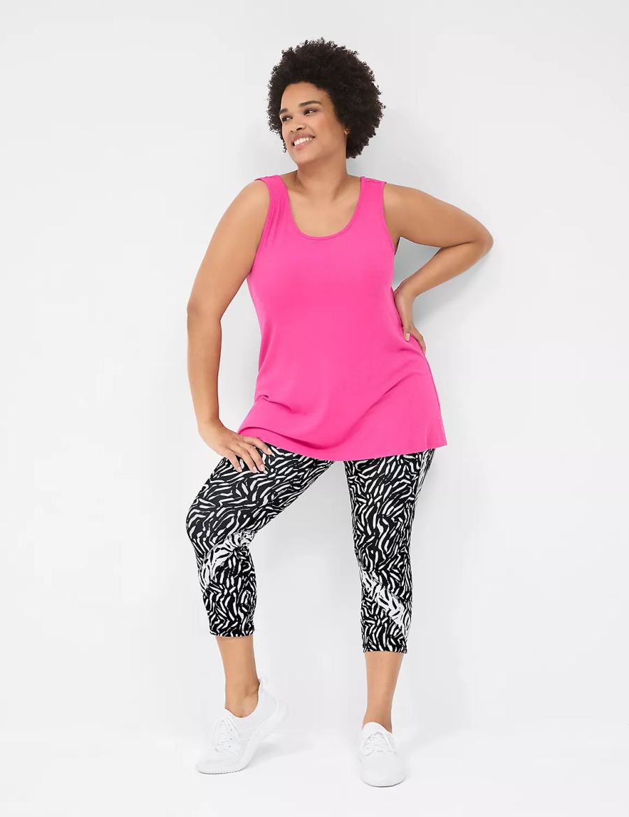 Fuchsia Pink Lane Bryant LIVI Twist-Back Rib Women Tank Top | CII1984EE