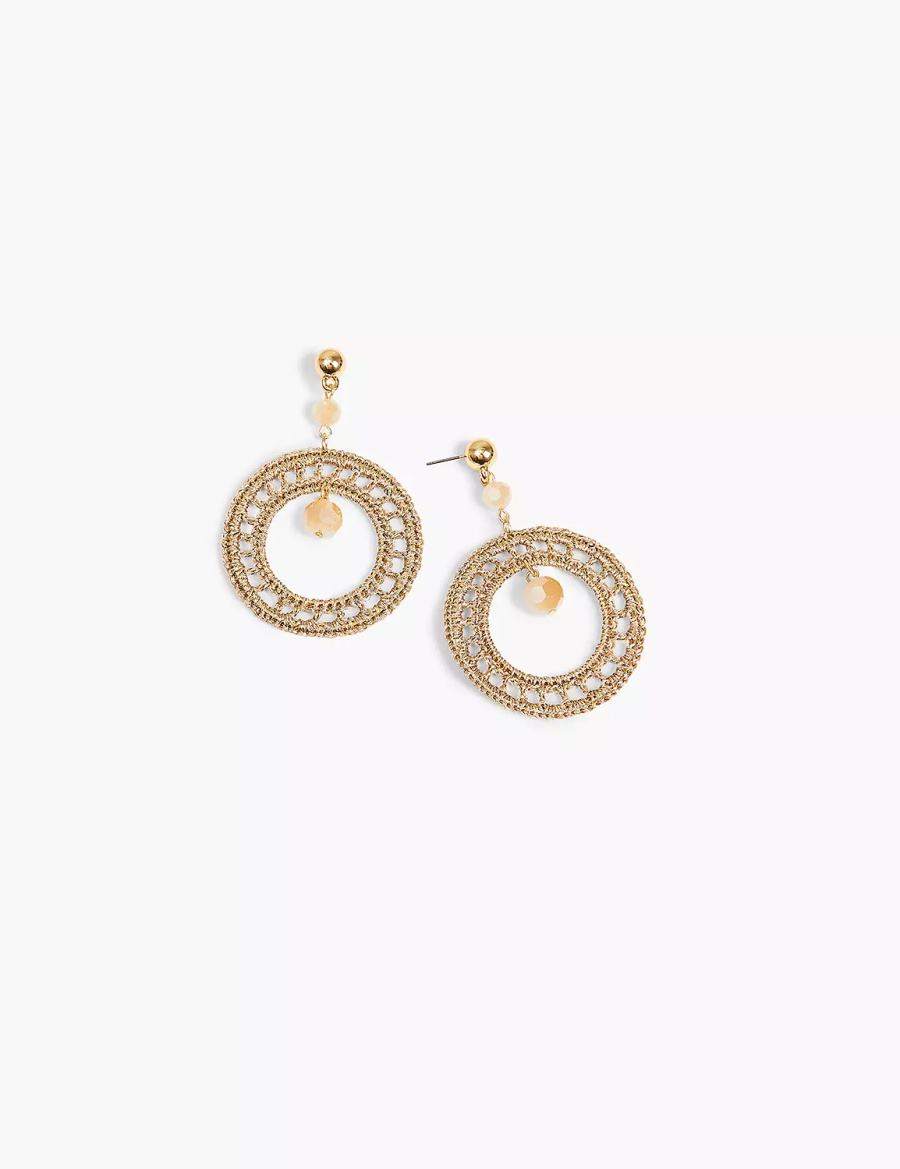 Gold Lane Bryant Beaded Woven Filigree Drop Women Earrings | CZB8379KL