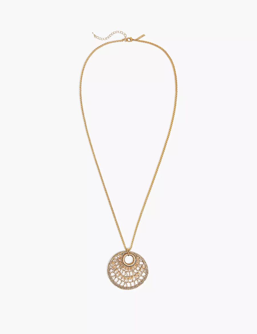 Gold Lane Bryant Beaded Woven Filigree Women Pendant Necklace | HRB6978HR