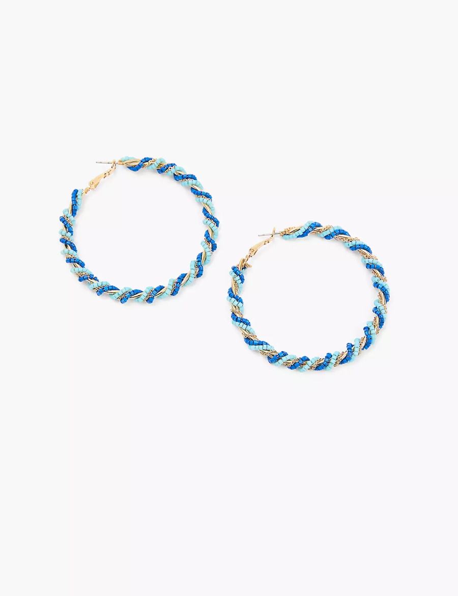 Gold Lane Bryant Blue Twisted Women Hoop Earrings | KXA2323PR