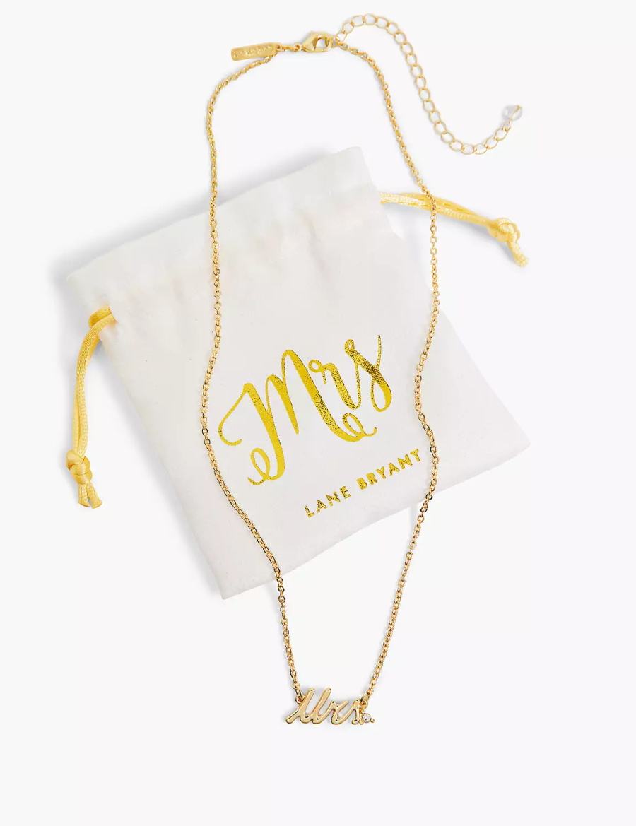 Gold Lane Bryant Bride Mrs & Pouch Women Necklace | WSI1326FF