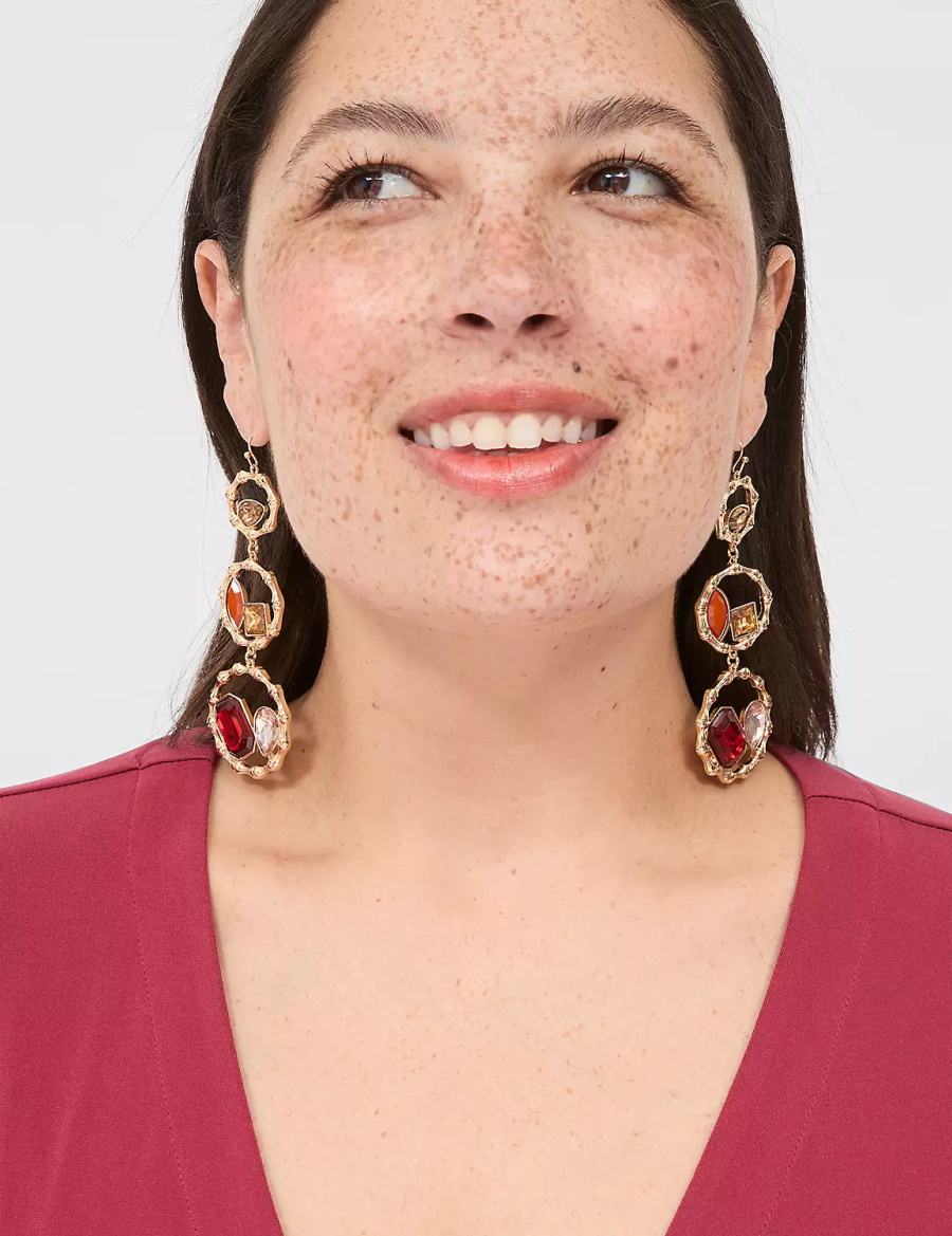 Gold Lane Bryant Cabernet Imitation Stone Drop Women Earrings | KAN454WO