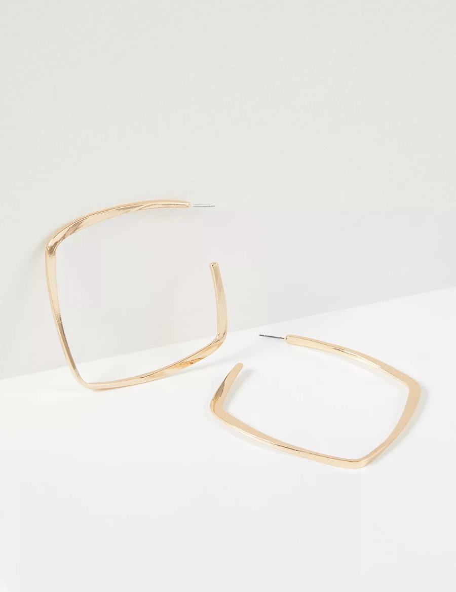 Gold Lane Bryant Flat Square Women Hoop Earrings | QEB6198NQ