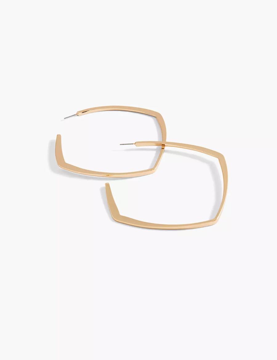 Gold Lane Bryant Flat Square Women Hoop Earrings | QEB6198NQ