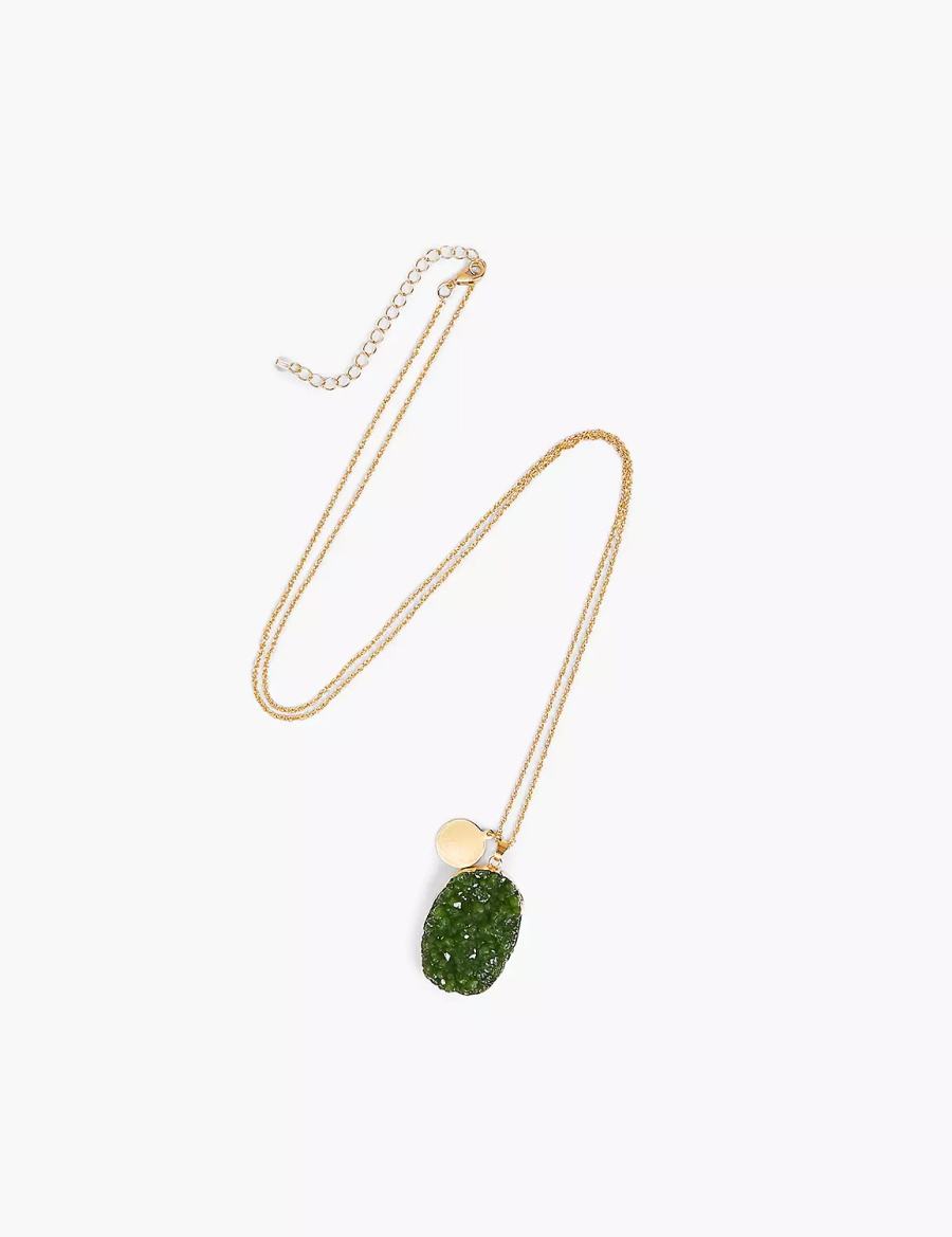 Gold Lane Bryant Green Druzy Women Pendant Necklace | XXP7045MK