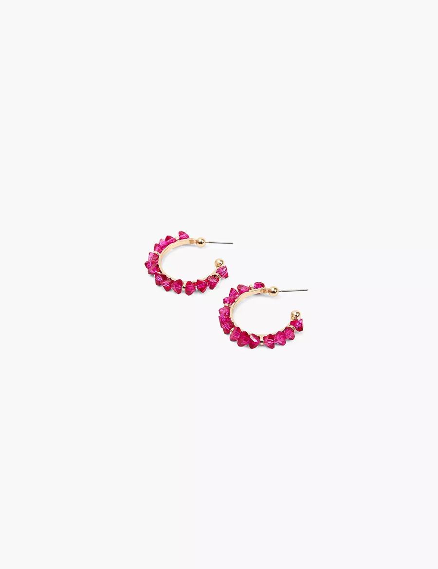 Gold Lane Bryant Pink Imitation Stone Women Hoop Earrings | CBP2423EC