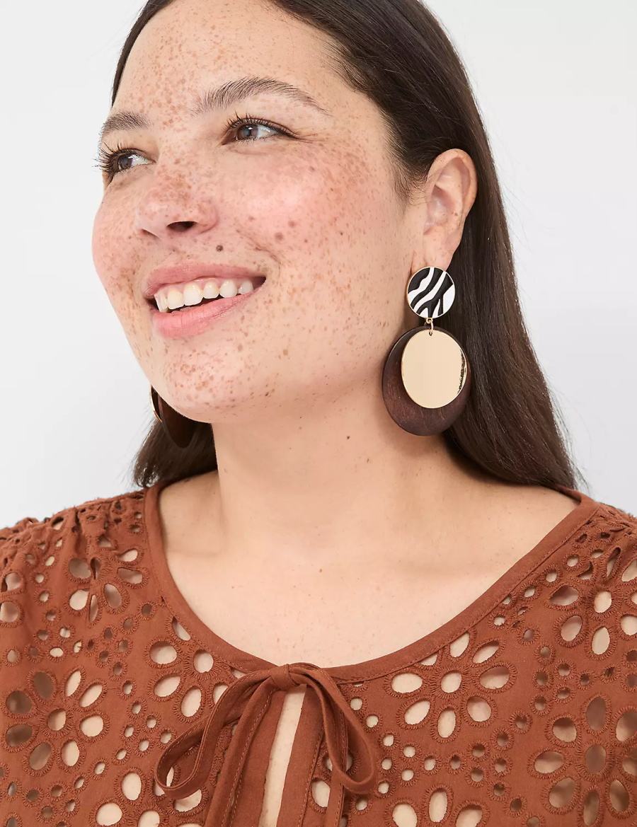 Gold Lane Bryant Summer Whimsy Zebra Print Drop Women Earrings | FJB5065QH