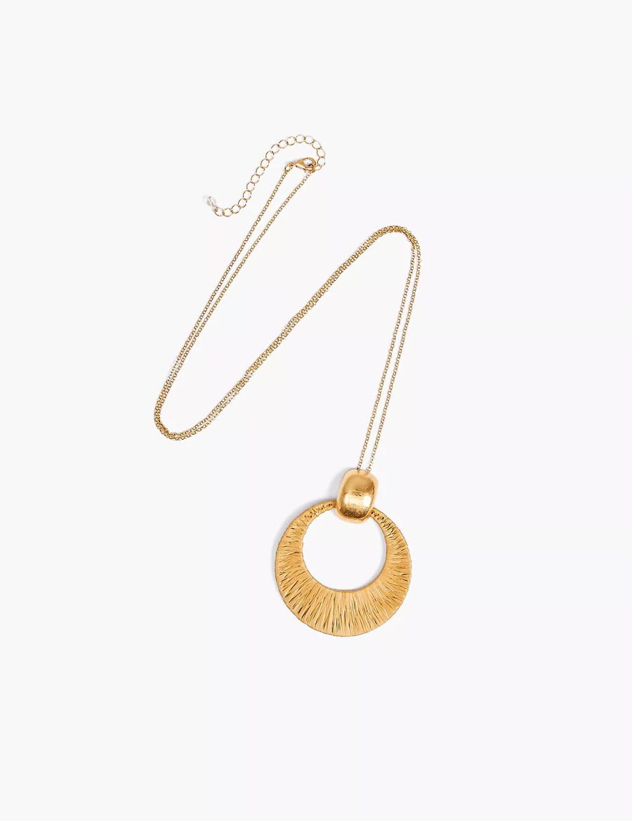 Gold Lane Bryant Textured Circle Women Pendant Necklace | YEC8235BX