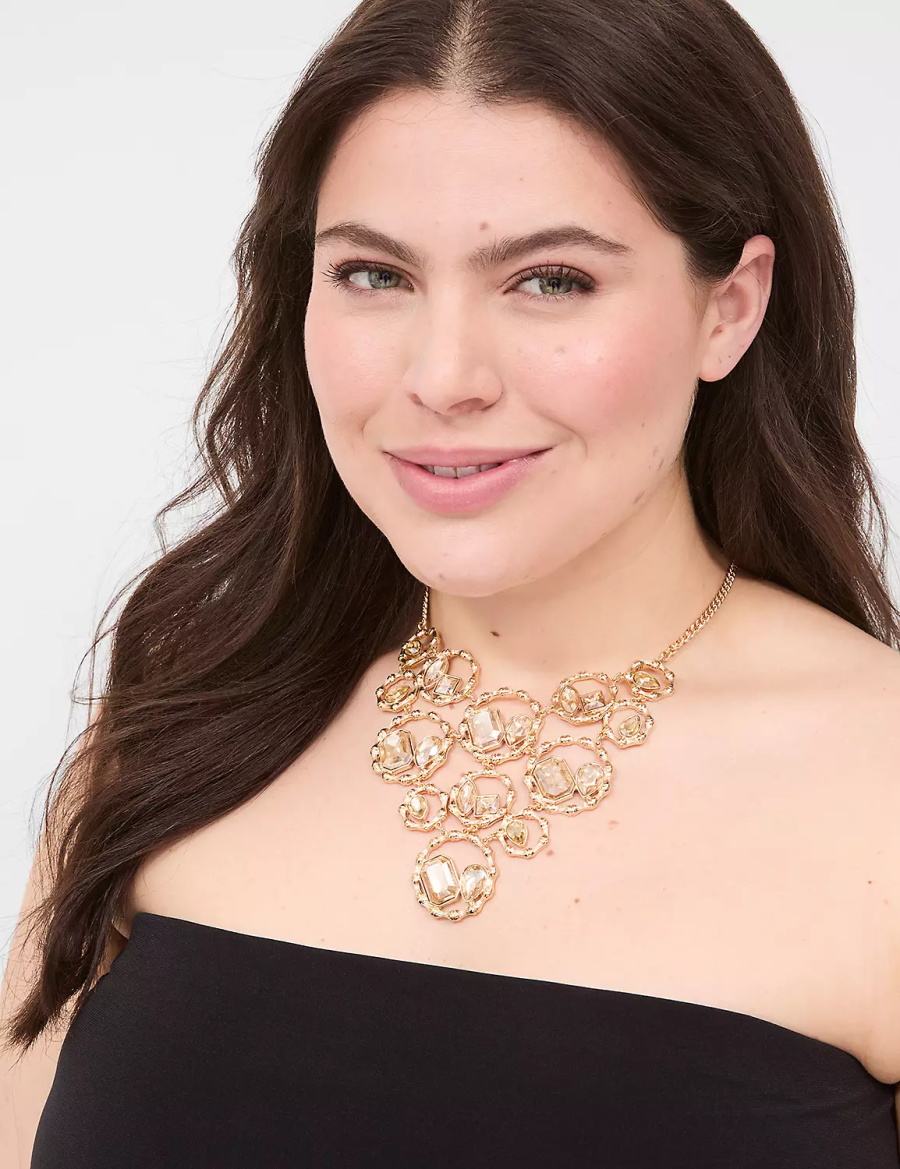 Gold Lane Bryant Textured Imitation Stone Statement Women Necklace | MWU9511BR