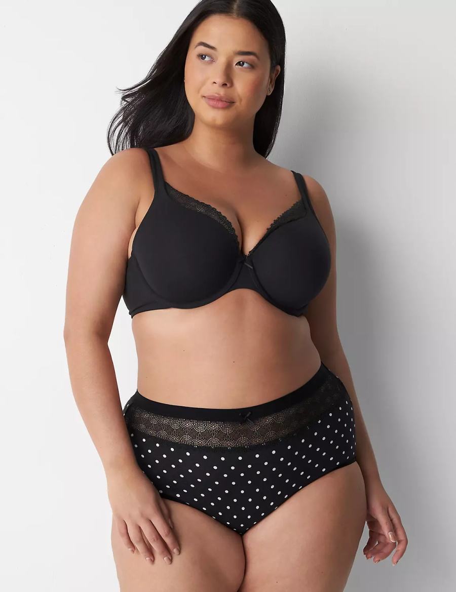 Green Black Lane Bryant Cotton Full with Lace Waist Women Briefs | ZQH9591EJ