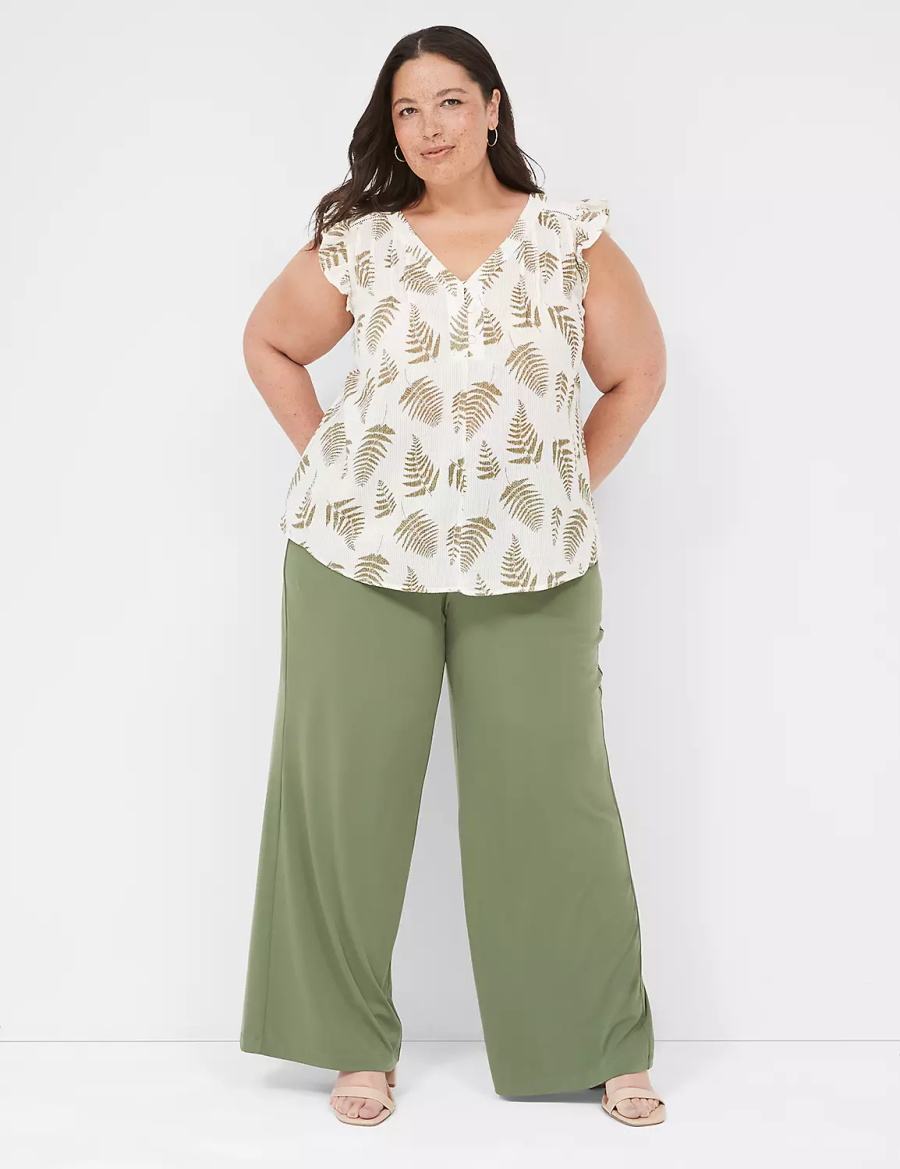 Green Lane Bryant Cap-Sleeve Woven & Knit Top Women T Shirts | CKD4222VJ