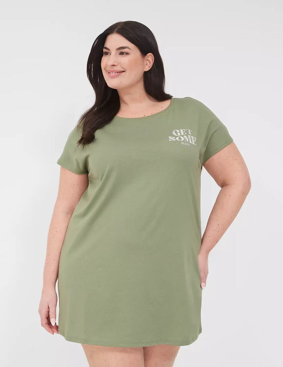 Green Lane Bryant Comfy Cotton Boatneck Sleepshirt Women T Shirts | VNQ3394OG