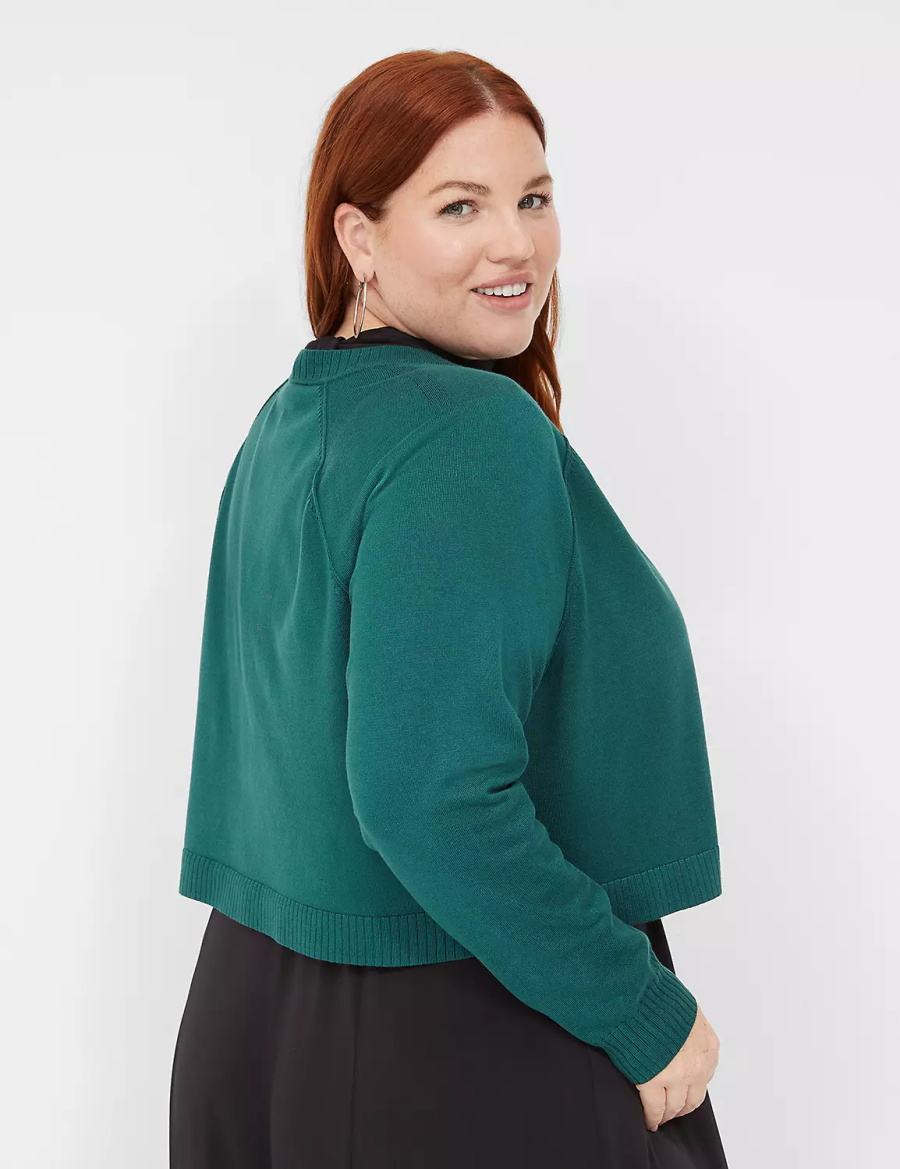 Green Lane Bryant Crop Open-Front Shrug Women Sweaters | YJP1842RC