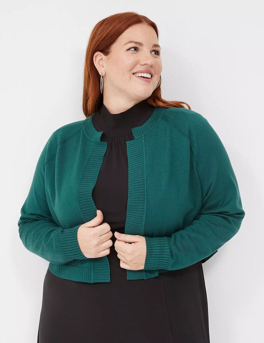 Green Lane Bryant Crop Open-Front Shrug Women Sweaters | YJP1842RC