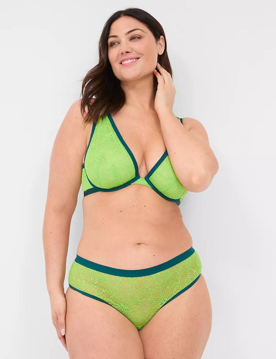 Green Lane Bryant Crush Lace Ruched-Back Women Cheeky Panty | YQL10099UX