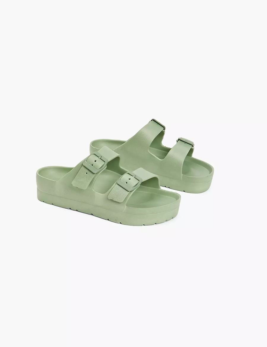 Green Lane Bryant Double-Band Women Slide Sandals | IYI1673ML