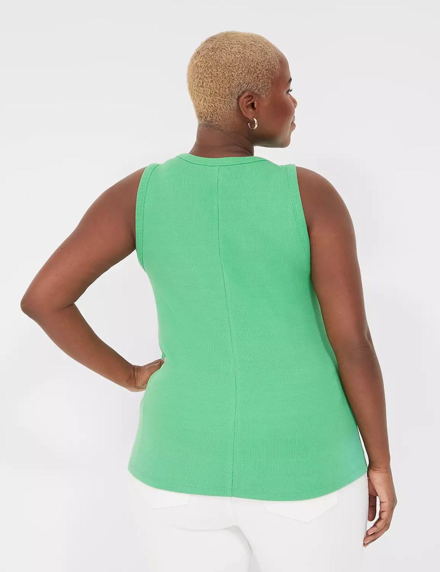 Green Lane Bryant Fitted High-Neck Ribbed Women Tank Top | UTI4272FI