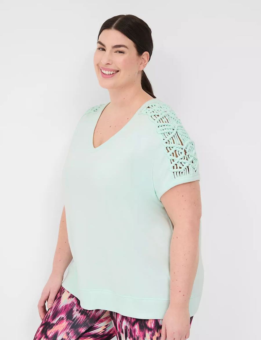 Green Lane Bryant LIVI French Terry Macrame Women Sweatshirts | NBO8455CJ