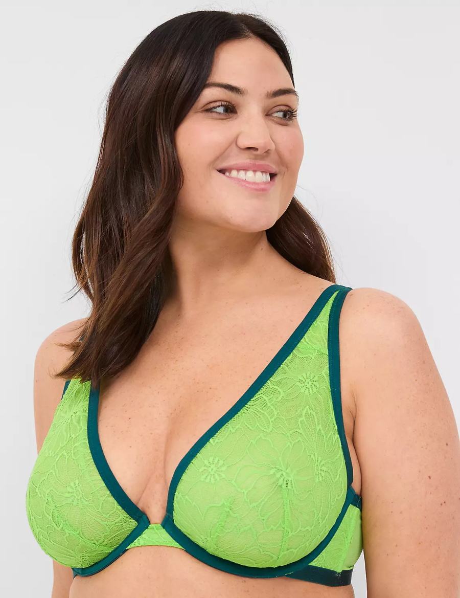 Green Lane Bryant Lace Unlined High Apex Women Bralettes | NFN5893YJ