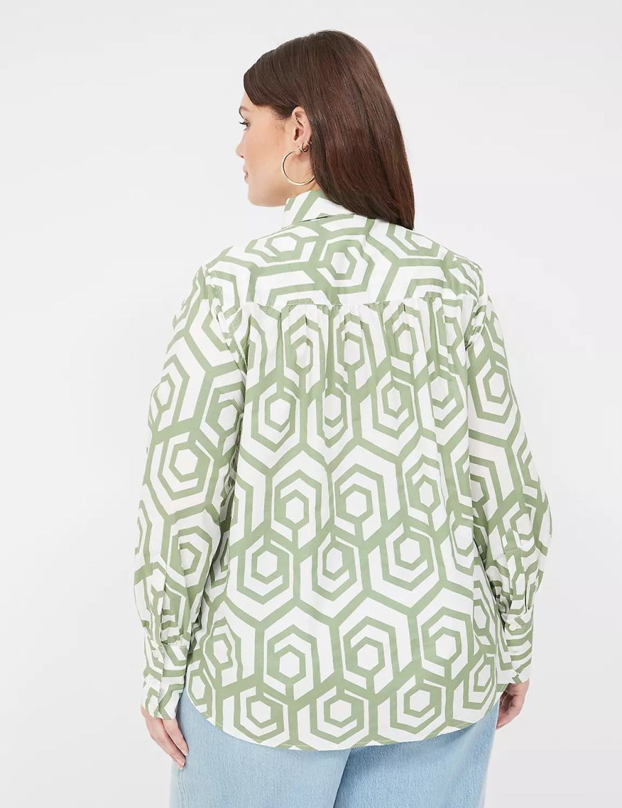 Green Lane Bryant Long-Sleeve Collar Popover Women Shirts | WNL1662RD