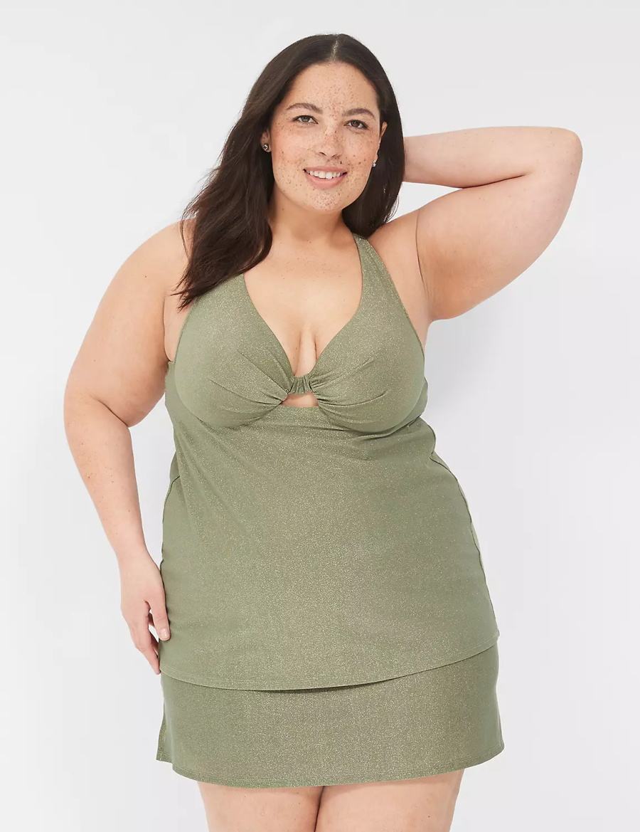 Green Lane Bryant Lurex Side Slit Swim Women Skirts | ADV6225LH