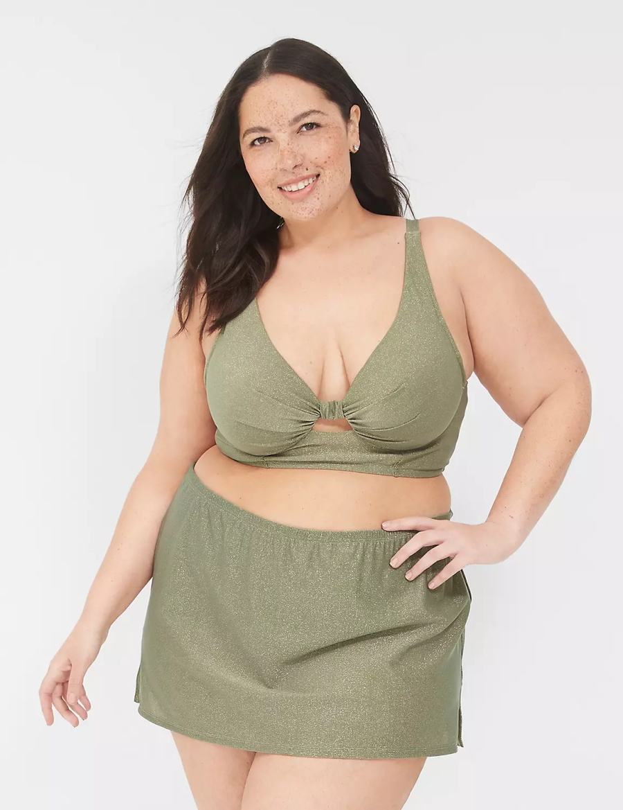 Green Lane Bryant Lurex Side Slit Swim Women Skirts | ADV6225LH